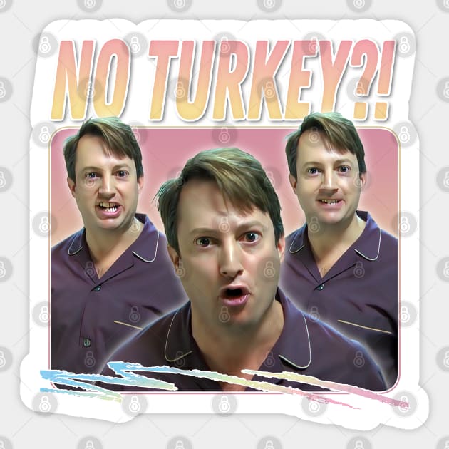 No Turkey?! Retro Peep Show Fan Art Sticker by DankFutura